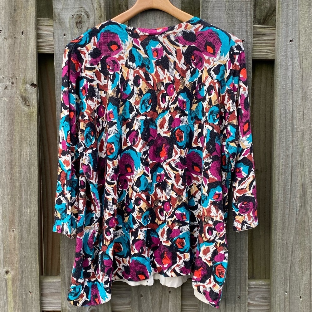 Lane Bryant Cardigan Sweater Plus Size 22/24 Colorful Button Front Floral - Picture 4 of 5